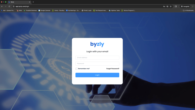 Byzly Login Page